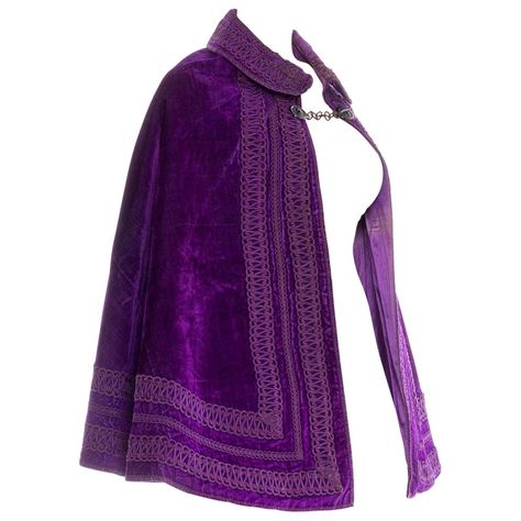 Victorian Purple Silk Velvet 1870/90 Cape With Lion Head Clasp For Sale at 1stDibs Purple Cape Aesthetic, Fantasy Capes, Victorian Purple, Moodboard Png, Gown Purple, Purple Cape, White Evening Gowns, Velvet Cape, Purple Gowns