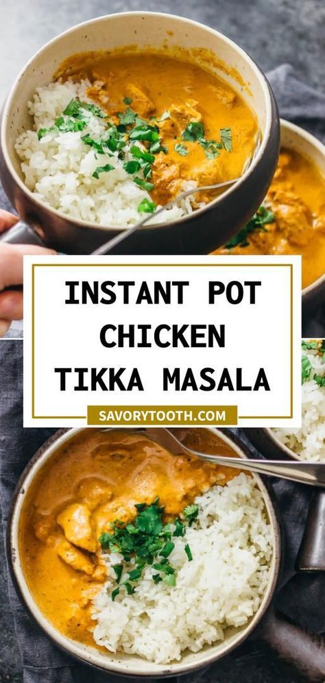 Dinner Instapot, Instant Pot Chicken Tikka Masala, Curry Dinner, Chicken Tikka Masala Recipes, Masala Sauce, Tikka Masala Recipe, Chicken Tikka Masala, Instant Pot Dinner Recipes, Masala Recipe