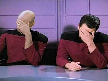 Double Facepalm Star Trek Facepalm Meme, Logic Memes, Captain Picard, Star Trek Funny, Professor X, A Writer's Life, Star Trek The Next Generation, Recent Anime, Job Interview Tips