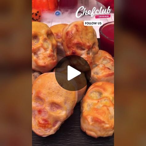 HALLOWEEN PIZZA SKULLS!!! 🎃 🍕 💀 #halloween #pizzaskulls #halloweend... | Pizza Skulls | TikTok Skull Pizza Heads Recipe, Pizza Skulls Recipe Video, Pizza Stuffed Skulls, Skull Pizza Calzones, Skull Pizza, Halloween Pizza, Monster Mash, Pizza, The Creator