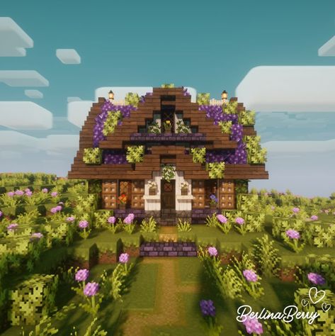 Minecraft Amethyst, Minecraft Small House, Mc House, Cute Minecraft, Cottage Minecraft, Cottagecore Minecraft, Minecraft Mansion, Base Ideas, Iconic Celebrities