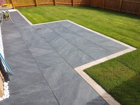 Paving Slabs Ideas, Bradstone Paving, House Front Entrance, Under Deck Patio, Exterior Design Backyard, Garden Remodel, Grey Pavers, Outside Tiles, Concrete Paving Slabs