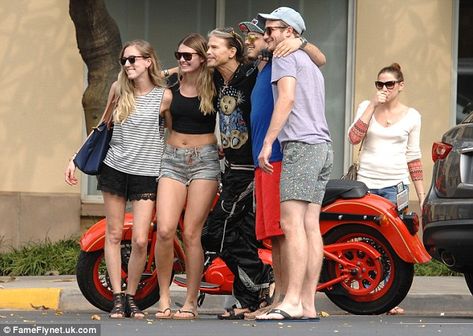 Steven Tyler takes girlfriend Aimee Preston for a ride on his flame coloured motorbike | Daily Mail Online Steven Tyler Girlfriend, Dude Looks Like A Lady, Aimee Preston, Kaitlan Collins, Fiction Movies, Bonham Carter, Steven Tyler, Walk This Way, First Dates