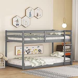 Space Saving Bunk Bed, Ladder Safety, Wood Bunk Bed, Bed With Ladder, Solid Wood Bunk Beds, Low Bunk Beds, Twin Over Twin Bunk Bed, Solid Wood Bed Frame, Wooden Bunk Beds