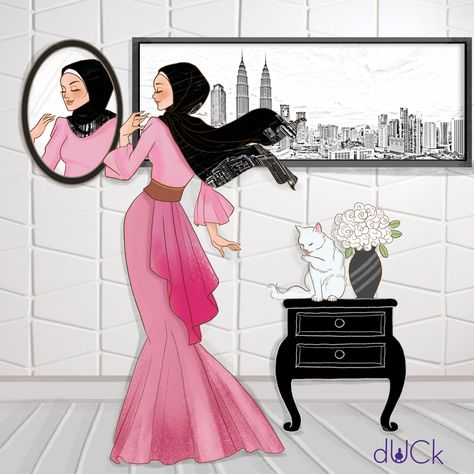 dUCk scarves instagram illustration by Soefara Sassy Illustration, Hijab Illustration, Duck Scarves, Veiled Beauty, Hijab Anime, Hijab Art, Hijab Drawing, Princess Illustration, Chanel Decor