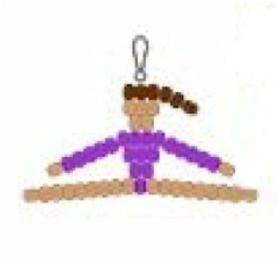 Our Pony Bead Gymnast is pictured in both a solid color costume and a red white and blue version. You can change the colors to make your gymnast whatever c Gymnastics Crafts, Xmas Crafts Kids, May Crafts, Pony Bead Crafts, Seed Bead Crafts, Hama Beads Design, Diy Perler Bead Crafts, Beading Crafts, A Pony