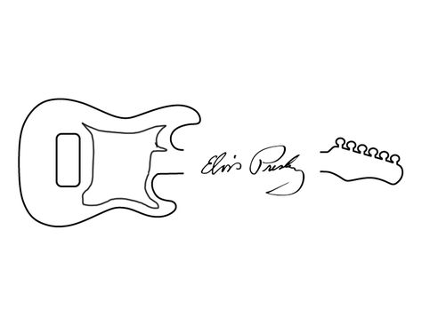 Elvis Outline Tattoo, Subtle Elvis Tattoo, Elvis Themed Tattoo, Elvis Guitar Drawing, Elvis Presley Signature Tattoo, Elvis Presley Tattoo Ideas Lyrics, Elvis Guitar Tattoo, Tiny Elvis Tattoo, Elvis Line Art