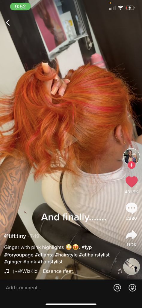 Pink And Orange Hair, Skunk Stripe, Pink Hair Dye, Girl Hair Colors, Dyed Hair Inspiration, Dyed Natural Hair, 9th Grade, Pink Highlights, Pretty Hair Color