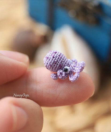 Crochet These Cute Micro Miniatures – I Spy an Octopus, a Dragon and Some Bunnies Too! - KnitHacker Tiny Octopus, Octopus Crochet Pattern, Amigurumi Today, Crochet Hack, Amigurumi Doll Pattern, Steel Crochet Hooks, Crochet Octopus, Pattern Store, Crochet Hook Sizes