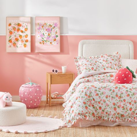 Adairs Kids - Strawberry Dreams Bedlinen Cot Soft Sage Eloise Bedroom, Pink Toddler Rooms, Strawberry Prints, Townhome Decorating, Adairs Kids, Big Girl Bedrooms, Toddler Girl Room, Kids Bedroom Inspiration, Cot Quilt