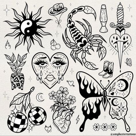 Gothic Designs Pattern, Weird Patchwork Tattoos, Patchwork Tattoo Sheet, Dark Cottagecore Tattoo Ideas, Patchwork Flash Sheet, Small Patch Work Tattoo Ideas, Traditional Blackwork Tattoo Flash, Edgy Patchwork Tattoos, Flash Tattoo Borboleta