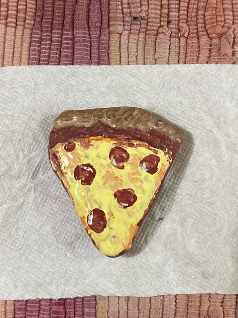 Rock Painting Pizza Slice, Slice Of Pie Painted Rock, Pizza Painted Rock, Food Rocks, Rock Ideas, Spring Trip, Pizza Slice, Rock Painting Designs, Painting Designs