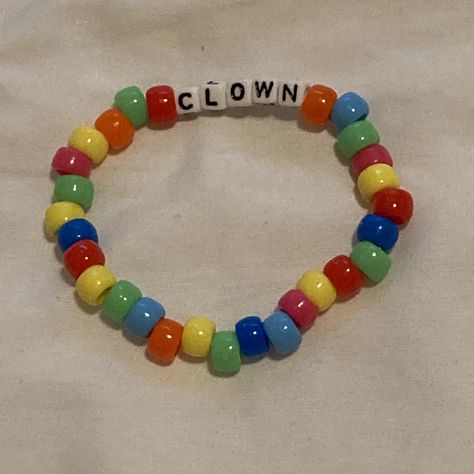 Clown kandi singlet colorful clowncore kidcore Clowncore Banner, Kidcore Crafts, Clowncore Jewelry, Clown Bracelet, Clowncore Kandi, Clown Kandi, Kandi Kidcore, Kidcore Bracelet, Kandi Core