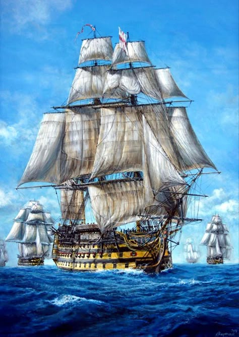 Pirate Ship Art, Kaptan Jack Sparrow, Navi A Vela, Royal Navy Ships, Sailing Art, Age Of Sail, Old Sailing Ships, Hms Victory, Clipper Ship