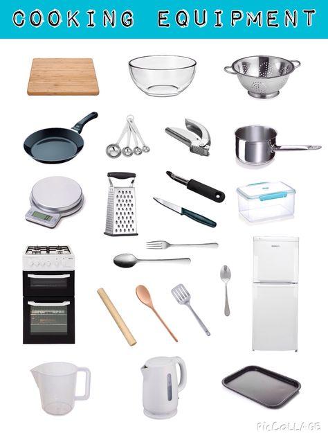 Cooking Equipment | Year 7 Tools And Equipment In Preparing Salad, Tools And Equipment In Cooking, Bound Salad, Kitchen Utensils List Cooking Tools, Baking Essentials Tools, Cooking Equipment Kitchen Tools, Catering Tools And Equipment, Kitchen Tools And Equipment, Commercial Cooking Equipment