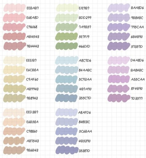 Goodnotes Palette Pastel, Colour Codes Goodnotes, Pastel Color Goodnote, Pastel Colors Goodnotes, Notability Hex Codes, Pastel Colors Hex Code, Aesthetic Goodnotes Colors, Goodnotes Color Palette Notes, Pastel Aesthetic Colour Palette