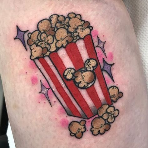 Popcorn Tattoo, Circus Tattoo, Candy Tattoo, Simple Tattoos For Guys, Halloween Tattoo, American Tattoos, Girly Tattoos, Halloween Tattoos, American Traditional Tattoo