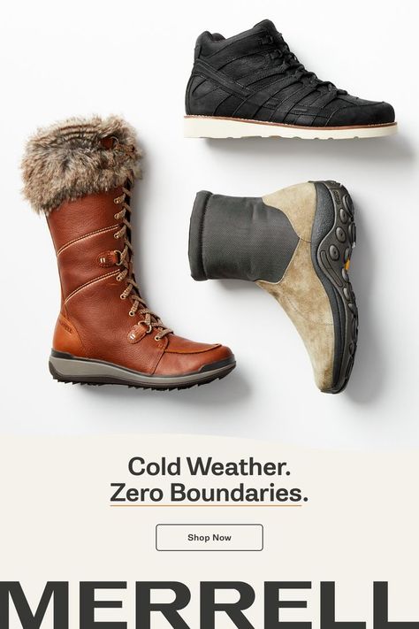 Venture outside with us all season long with winter boots and gear from Merrell. Merrell Shoes Women Waterproof Winter Boots, Merrell Boots Women, Winter Boots For Men, Cute Winter Boots, Merrell Boots, Deep Snow, Tall Winter Boots, Best Winter Boots, Love Winter