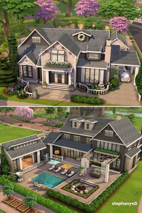 Bathrooms Bloxburg, Sims 4 Hus, Sims 4 Houses Layout, Family Cottage, Rumah Minecraft Sederhana, Kitchen Bloxburg, Sims Freeplay Houses, Eksterior Modern, Bangunan Minecraft