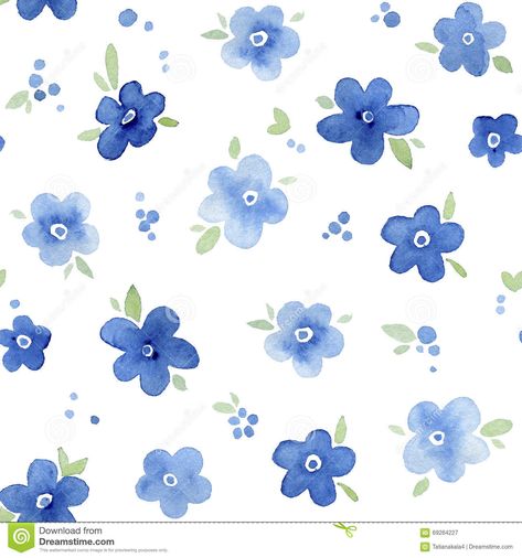 Blue Floral Wallpaper, Doll House Wallpaper, Blue Flower Painting, Seamless Floral Pattern, Birth Flower Tattoos, Print Design Art, Pattern Watercolor, Floral Seamless Pattern, Watercolor Paintings Easy