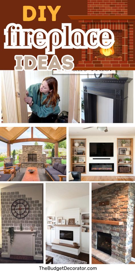 Whether you need a new fireplace or to update your existing one, make your home extra cozy with these DIY fireplace ideas. Update Fireplace Insert, How To Modernize A Fireplace, Updating Fireplace, Diy Mantel Shelf, Diy Fireplace Ideas, Diy Fireplace Surround, Gas Fireplace Makeover, Fireplace Facelift, Indoor Gas Fireplace