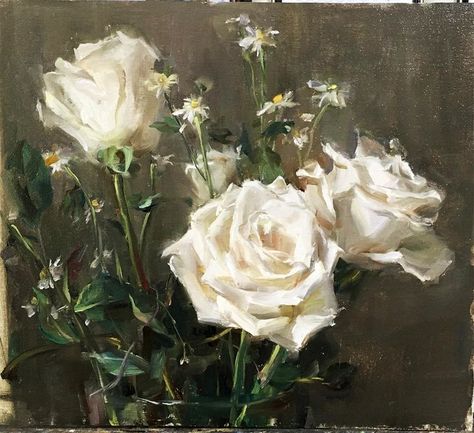 Romantic Artwork, Contemporary Realism, Rose Oil Painting, Painter Artist, Angel Painting, Oil Painting Flowers, Victorian Art, Russian Art, Rose Painting