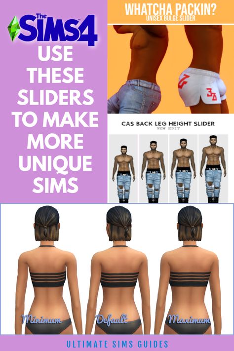 These Sims 4 Sliders are going to let you push and pull parts of your sims body like never before. These custom content body sliders are amazing for changing the size or shape of your sim's #cc #customcontent #sliders Waist Slider Sims 4 Cc, Sims 4 Mods Body Sliders, The Sims 4 Cc Sliders, Sims 4 Jockstrap, The Sims 4 Body Sliders, Ts4 Body Sliders, Sims Edges, Sims 4 Thigh Slider, Sims 4 Chest Slider