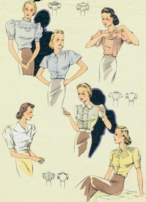 1930s Blouse Pattern, 1930s Fashion Women Casual, Late 1930s Fashion, 1930 Women, 1930s Blouse, Thirties Fashion, 1930s Outfits, 1940s Dress Pattern, 1930s Fashion Women