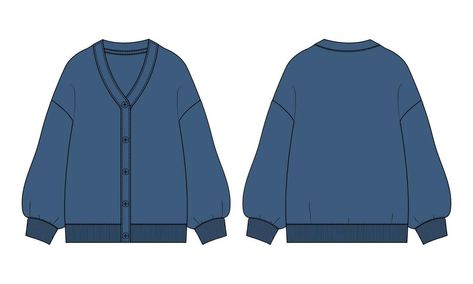 Cardigan technical drawing fashion flat sketch vector illustration template for ladies How To Draw Cardigan, Knit Technical Drawing, Cardigan Flat Sketch, Cardigan Technical Drawing, Cardigan Sketch, Cardigan Drawing, Flat Sketches Fashion, Technical Drawing Fashion, Fashion Flat Sketch