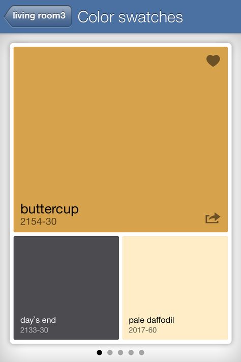 Buttercup and pale daffodil Benjamin Moore Benjamin Moore Yellow, Benjamin Moore Exterior Paint, Porch Landscape, Yellow Laundry Rooms, Daffodil Color, Yellow Rooms, Benjamin Moore Exterior, Colour Pallettes, Exterior Color Palette