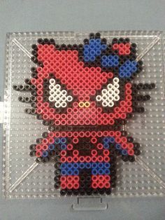 Pearler Bead Hello Kitty, Hello Kitty Fuse Beads, Y2k Perler Beads, Perler Bead Patterns Hello Kitty, Perler Hello Kitty, Perler Beads Spiderman, Spiderman Beads, Hello Kitty Perler Beads Pattern, Perler Bead Hello Kitty