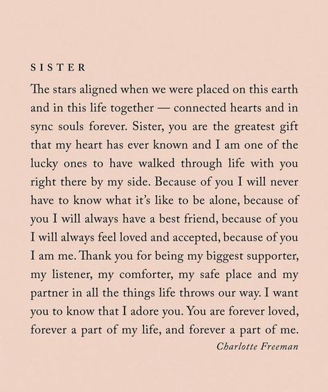 Brother Poems From Sister, Twin Poems, Letter To Sister, Soul Sister Quotes, Good Sister Quotes, Brother Poems, Charlotte Freeman, Minimal Quotes, Little Sister Quotes