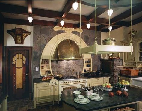 Art Nouveau Style- Villa Liberty near Moscow, Russia.. Interior Design Country, Art Nouveau Interior, Art Deco Kitchen, Country Interior Design, Design Art Nouveau, Art Nouveau Furniture, Art Nouveau Architecture, Art Nouveau Design, Luxury Homes Interior