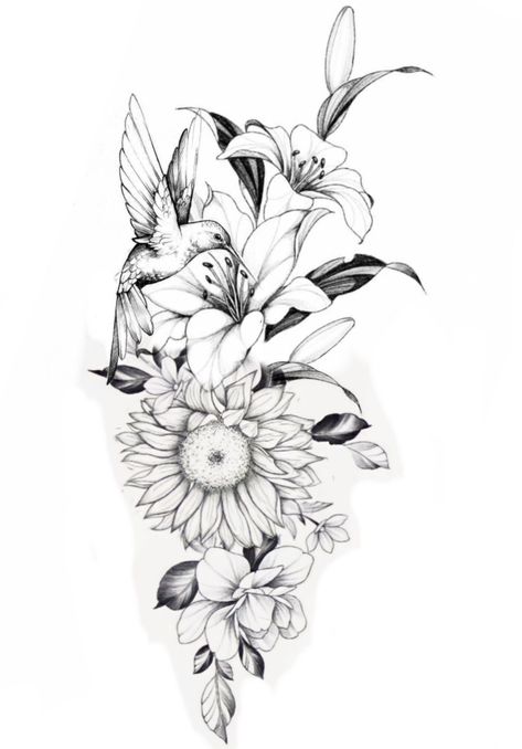 Shoulder Tattoos For Women Unique, Tropisches Tattoo, Quad Tattoo, Tattoos For Women Unique, Hummingbird Flower Tattoos, Unique Half Sleeve Tattoos, Bird Tattoos For Women, Infinity Tattoo Designs, Flower Thigh Tattoos