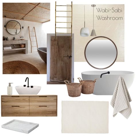 Washroom Interior Design, Washroom Interior, Wabi Sabi Interior, Design Mood Board, Interior Design Mood Board, Japanese Aesthetic, Mood Board Design, Wabi Sabi, Japanese Traditional