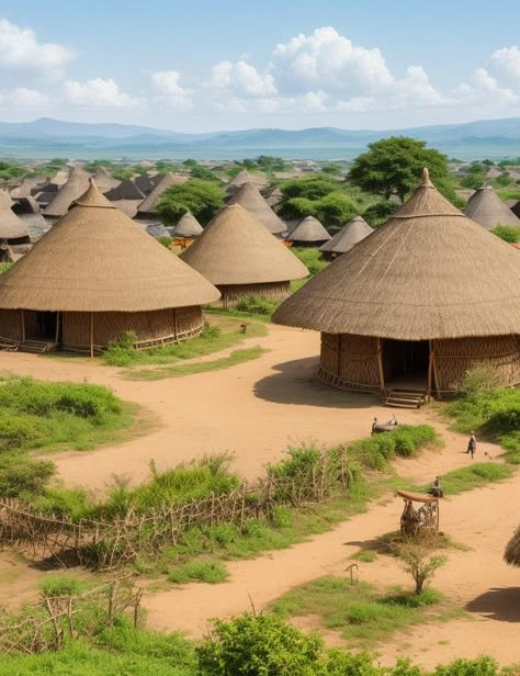 A Traditional African Village With Thatched Huts#pikbest##Photo African Huts, African Houses, African Hut, African Village, African House, Wooden Barn, Thatched Cottage, Thatched Roof, Traditional Architecture