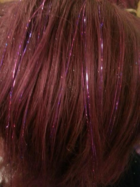 Reddish Purple, Hair Tinsel, Fairy Hair, Pretty Hair Color, Glitter Hair, Dye My Hair, Hair Reference, Cool Hair, Hair Inspo Color