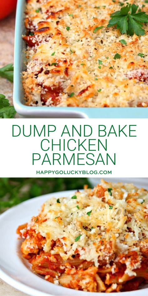 Dump And Bake Chicken, Chicken Parmesan Recipe Easy, Dump And Bake, Chicken Parmesan Recipe Baked, Parmesan Casserole, Resep Pasta, Chicken Parmesan Casserole, Bake Chicken, Parmesan Recipe