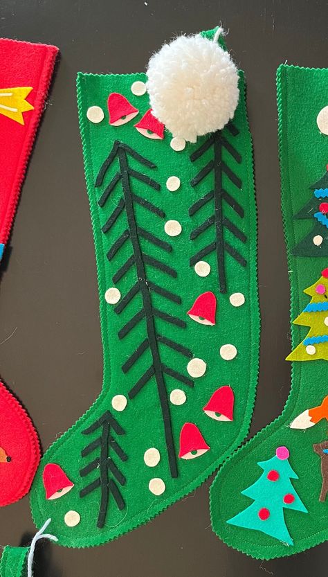 Custom handmade 100% wool felt stocking with an adorable winter trees and Christmas bells design. All colors are customizable! Our family created our own custom Christmas stockings that we use each year, and we want to share that tradition with you! Can be personalized toward each family member's interests (sports, music, hobbies, animals) or any other holiday theme (winter wonderland, family traditions, religious icons). See our other listings for ideas and specify any theme and we will create Christmas Stocking Contest Ideas, Christmas Tree Simple Decorations, Christmas Stockings Decorating Ideas, Felt Stockings Christmas Diy, Xmas Stockings Ideas, Diy Stockings Christmas, Diy Christmas Stockings Ideas, Stocking Craft, Xmas Socks