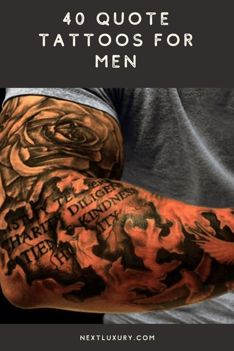 Dedication Tattoos For Men, Best Quote Tattoos Men, Religous Tattoo Quotes Men, Saying Tattoo For Men, Latin Tattoos Men, Family Quote Tattoos For Men, Good Tattoo Quotes Wise Words, Never Quit Tattoo, Tattoo For Perseverance