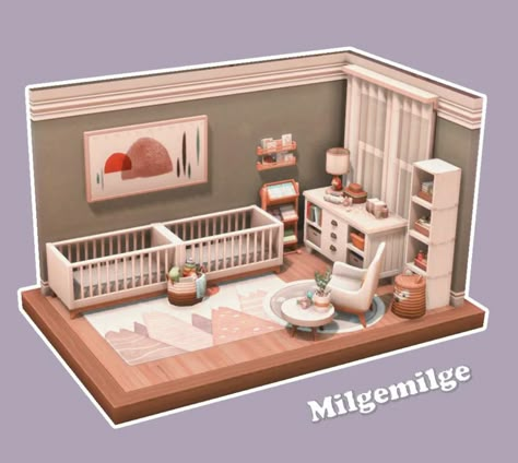 Sims 4 Nursery Base Game, Twins Room Sims 4, Sims 4 Twin Nursery, Sims 4 Nursery No Cc, Sims 4 100 Baby Challenge House, Infant Room Sims 4, Sims 4 Toddler Room Ideas, Sims 4 Nursery Ideas No Cc, Sims 4 Kids Room Ideas