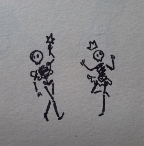 Mini Drawing Ideas Canvases, Goofy Matching Tattoos, Skeleton Drawing Simple, Easy Skeleton Drawing, Tiny Drawings Doodles, Simple Skeleton Drawing, Hippie Doodles, Goofy Doodles, Cute Lil Doodles