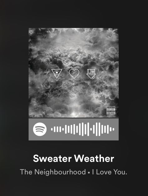 Sweater Weather The Neighbourhood, Neighborhood Sweater Weather, Weather Song, Spotify Codes, Music Album Art, Music Poster Design, Music Recommendations, Band Wallpapers, Music Album Covers