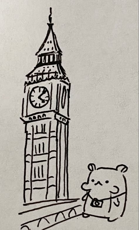 Trip to london 🇬🇧 London Aesthetic Drawing, London Drawing Easy, London Drawing Sketches, British Drawing, London Doodles, Little Things To Draw, Welcome To My Sketchbook, Telephone Drawing, London Sketch