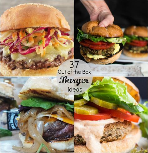 37 Out of the Box Burger Ideas ~ Burgers, burgers, and more burgers, from the classic beef burger to unique meatless option and everything in-between. Burger Filling Ideas, Burger Varieties, Burger Ideas Creative, Specialty Burgers, Venison Dishes, Hamburger Toppings, Easy Homemade Burgers, Best Homemade Burgers, Burger Ideas