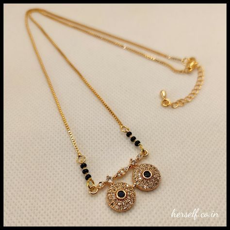 Mangalsutra with rose gold plated designer CZ pendant Pusthelu Designs Gold, Thali Chain, Fashion Jewelry Necklaces Gold, Temple Jewellery Earrings, Mangalsutra Chain, Wedding Jewelry Sets Bridal Jewellery, Mangalsutra Design, Black Beads Mangalsutra Design, Gold Jewelry Outfits