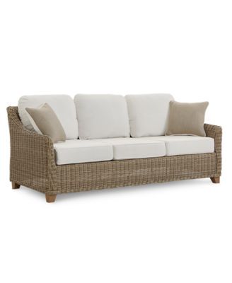 Willough Outdoor Sofa, Created for Macy's | macys.com Pallet Garden Furniture, Outdoor Deck Furniture, Soft Furniture, Outdoor Wicker Furniture, Patio Furniture Cushions, Outdoor Furniture Sofa, Porch Furniture, Deck Furniture, Sunbrella Cushions