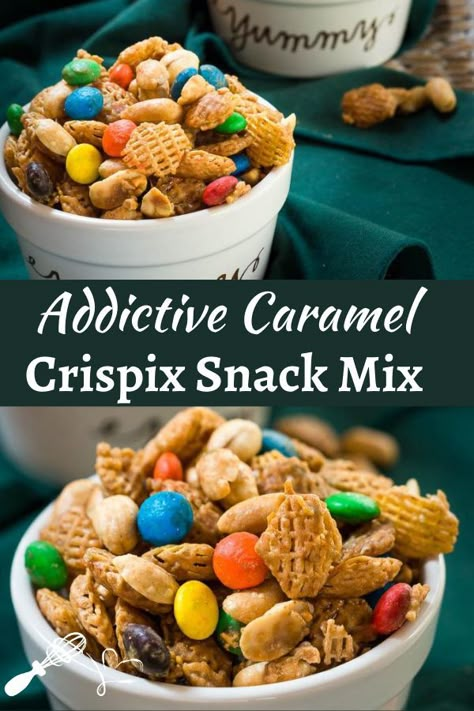 Caramel Crispix Recipe Microwave, Game Night Snacks Finger Foods, Snack Mixes For A Crowd, Crispix Snack Mix Recipe, Crispix Snack Mix, Snack For A Crowd, Caramel Snack Mix, Sweet Snack Mix, Snack Mix Recipe