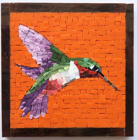 Hummingbird Mosaic, Mosaic Flower Pots, Mosaic Garden Art, Mosaic Animals, Mosaic Birds, Mosaic Art Projects, Mosaic Stained, Mosaic Tile Art, Mosaic Murals