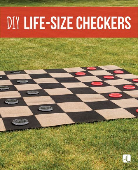 Outdoor Checkers, Backyard Games Diy, Teen Games, Giant Checkers, Life Size Games, Backyard Crafts, Diy Yard Games, Thinking Games, Checkers Game